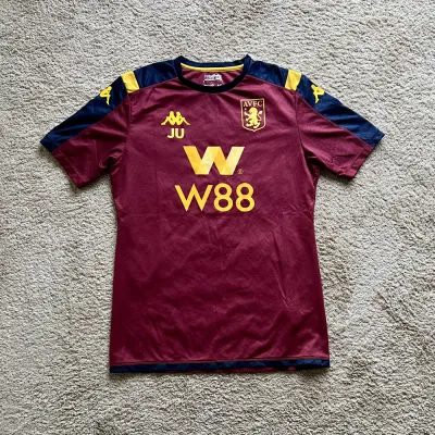 Front view of Aston Villa 2019/20 Kappa Pre-Match 3 Match Worn Shirt - Men's XL
